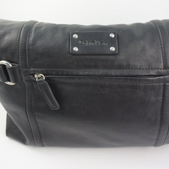 Large Calvin Klein Black Leather Tote Handbag Gently Used VG Condition - Picture 12 of 16